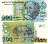 Bancnota Brazilia 200 Cruzeiros 1990 P-229 UNC