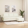 VidaXL Canapea cu 3 locuri și taburet, crem, 180 cm, catifea 3201223
