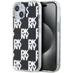 Husa pentru Apple iPhone 15 Plus, DKNY, Checkered Mono Pattern, Neagra