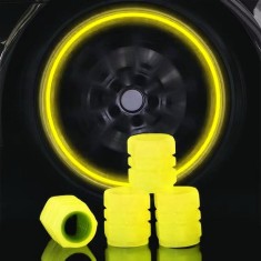 Capace ventil din silicon fluorescente, galben , protectie pentru valve, efect luminos si compatibilitate universala