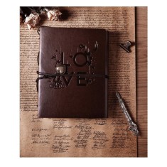 Album foto LOVE, pentru nunta, cabina foto, alte evenimente, cu foi negre deluxe, design elegant, coperta din piele ecologica, 21 x 17 cm, Maro