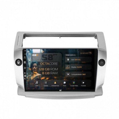 Navigatie Citroen C4 (2004-2014) 8GB RAM Android 13 Octacore Slot Sim 4G DSP GPS Wi-FI Carplay Android Auto USB Bluetooth Waze Touchscreen 9 Inch foto