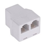 Splitter RJ45, 1 Mama - 2 Mama, Adaptor Y, Multiplicator Porturi Retea 8P8C, Bej