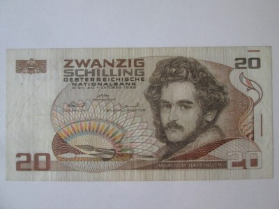 Austria 20 Schilling 1986,bancnota in stare buna foto