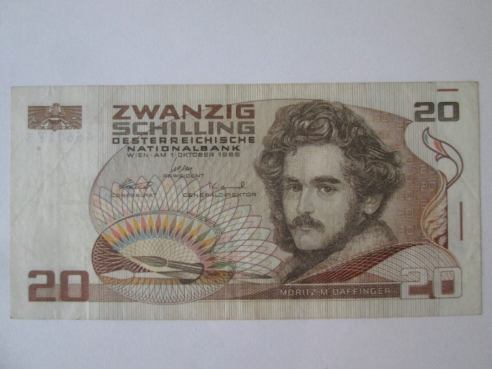 Austria 20 Schilling 1986,bancnota in stare buna