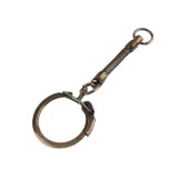 Cumpara ieftin Breloc bronz cu carabina laterala si lant metalic pentru chei, genti, fermoare si accesorii handmade, 6 cm