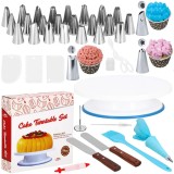 Set patiserie pentru decorat torturi cu platou rotativ, 37 piese