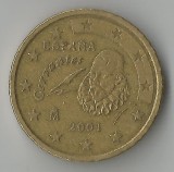 Spania, 50 eurocenti, 2001, circ., Europa