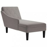 VidaXL Șezlong cu pernă și cotieră dreaptă, gri taupe, textil