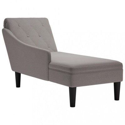 vidaXL Șezlong cu pernă și cotieră dreaptă, gri taupe, textil foto