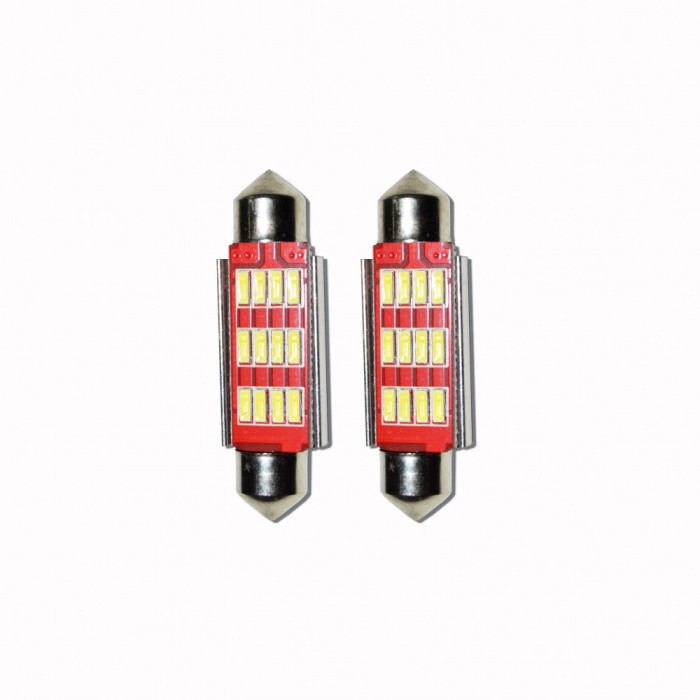 Set 2 x Bec LED 41mm SOFIT, 12LED, 12V, ALB, 4012