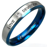 Inel din oțel inoxidabil - LOVE DEVOTION cu zirconiu - Marime inel: 49