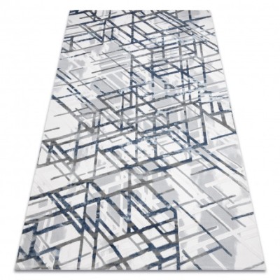 Covor acril VALS 8381 Linii spațial 3D albastru, 80x300 cm foto