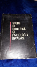 Studii de didactica si psihologia invatarii - Ed. didactica si pedagogica 1964 foto