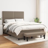 Cumpara ieftin Pat box spring cu saltea, gri taupe, 140x200 cm, textil