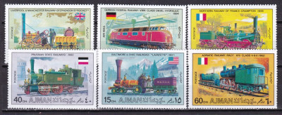 Ajman 1971 locomotive trenuri MI 1197-1202 MNH foto