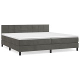 Cumpara ieftin Pat box spring cu saltea, gri inchis, 200x200 cm, catifea