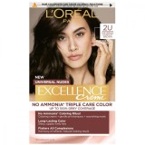 Vopsea de par permanenta fara amoniac Excellence Universal Nudes 2U Darkest Brown, 192ml, L&#039;Oreal Paris