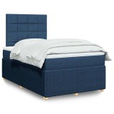VidaXL Pat box spring cu saltea, albastru, 120x190 cm, material textil 3292001