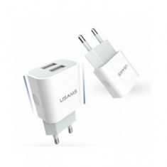 Incarcator Usams Retea Dual USB US-CC023 2.4A Alb Original foto