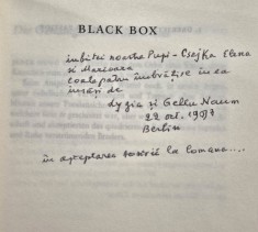 Gellu Naum Black Box Carte cu autograf limba germana Portret Victor Brauner
