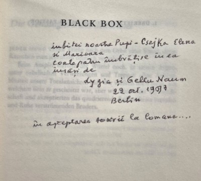 Gellu Naum Black Box Carte cu autograf limba germana Portret Victor Brauner foto