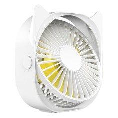 Mini ventilator pentru birou cu usb, flippy, rotire 360 grade, 3 viteze, 13.5 x 12,8 cm, alb