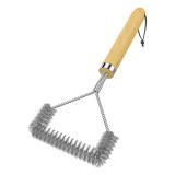 Cumpara ieftin Perie de curatare pentru gratar, 31.5 cm, otel inoxidabil, lemn, argintiu, bej