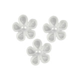 Set 10 flori textile pentru cusut sau lipit pe haine, diametru 25 mm, Alb