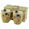 Set 2 cani din portelan 350 ml, &bdquo;The Kiss&rdquo;de Gustav Klimt, Ecru, in cutie decorativa