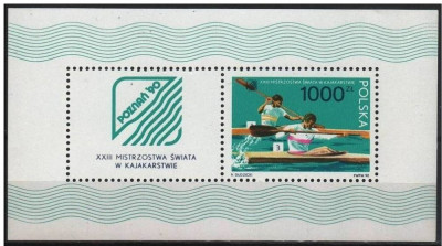 Polonia, sport, canotaj, bloc, 1990, MNH** foto