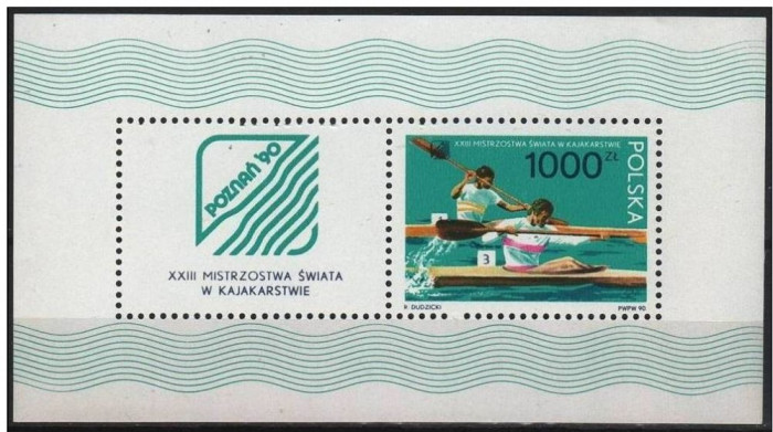 Polonia, sport, canotaj, bloc, 1990, MNH**