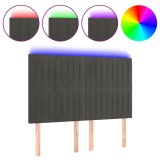 Cumpara ieftin Tablie de pat cu LED, gri inchis, 144x5x118/128 cm, catifea