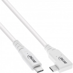 Cablu USB 4 type C drept/unghi 90 grade 240W/8K60Hz T-T 1.5m Alb, InLine IL35914W