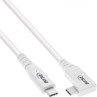 Cablu USB 4 type C drept/unghi 90 grade 240W/8K60Hz T-T 1m Alb, InLine IL35911W foto