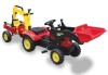 Tractor cu Pedale Copii Benson Rosu, Remorca si Cupa, Lean 5232, Jucarie Gradina, Volan cu Claxon, +3 Ani