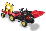 Tractor cu Pedale Copii Benson Rosu, Remorca si Cupa, Lean 5232, Jucarie Gradina, Volan cu Claxon, +3 Ani