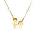 Family - Colier personalizat mama si copilul din argint 925 placat cu aur galben 24K, Bijubox