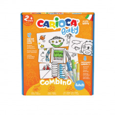 Set Puzzle Robots Carioca Baby, 12 Carduri cu 2 Fete, 8 Carioci Super Lavabile, Multicolor, Carioci Super Lavabile, Puzzle, Puzzle Carioca, Carioci Pu foto