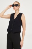 Answear Lab vesta culoarea negru, un singur rand de nasturi