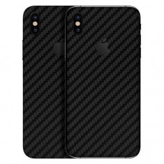 Set Folii Skin Acoperire 360 Compatibile cu Apple iPhone XS - ApcGsm Wraps Carbon Black