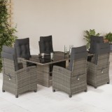 VidaXL Set mobilier de grădină cu perne, 7 piese, gri, poliratan
