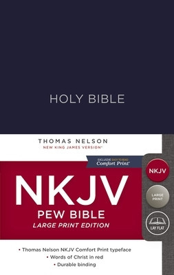 NKJV, Pew Bible, Large Print, Hardcover, Blue, Red Letter Edition foto
