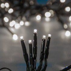 Instalație Lumini Crăciun, Model LED, 100 Becuri, Lumină Alb Rece, Cablu Verde, Lungime 6.15m, Extensibil, Interior/Exterior, IP44