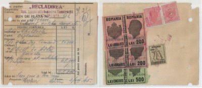 Romania, &amp;quot;Recladirea&amp;quot;, Soc. Cooperativa pentru Constructii, Bun de plata, Bucuresti, 1945 foto