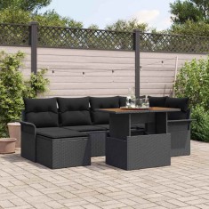 vidaXL Set de canapele pentru grădină 7 pcs Negru Rattan poli 3358095