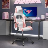 VidaXL Scaun de gaming pivotant, alb și roz, piele ecologică