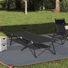 Pat pliabil pentru camping Negru 206 x 76 x 74 cm Tafeta Oxford