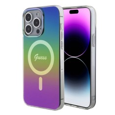Husa iPhone 15 Pro originala Guess IML Iridescent MagSafe, multicolor, GUHMP15LHITSK foto