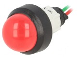 Lampă LED convexă roșie 24VDC 24VAC &Oslash;13mm IP40